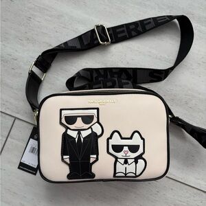 Karl Lagerfeld Beige and Black Crossbody Bag